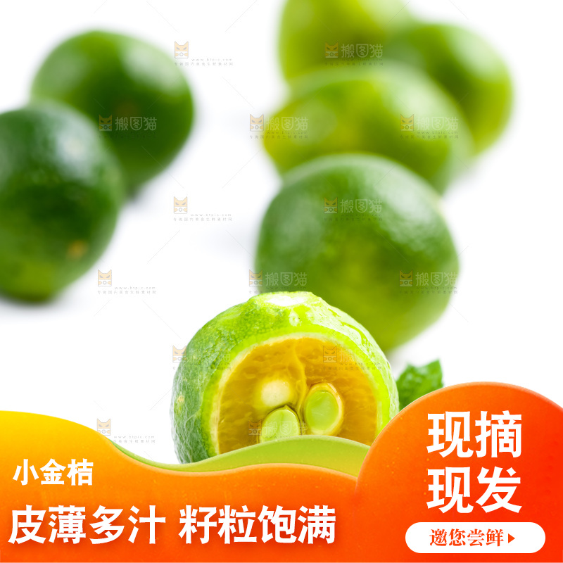 白底上摆放着海南小金桔