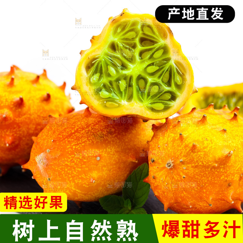 黑石板上放着刺角瓜