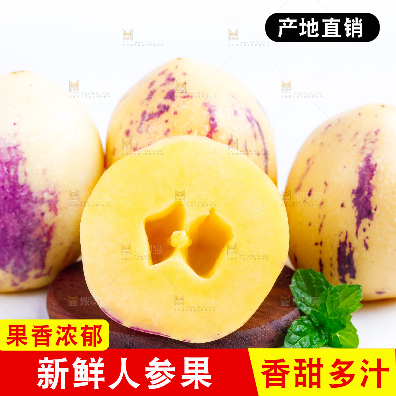 白底上摆放着甘肃民勤人参果