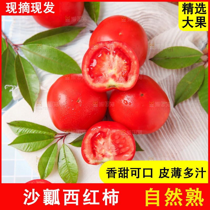 白底上放着西红柿