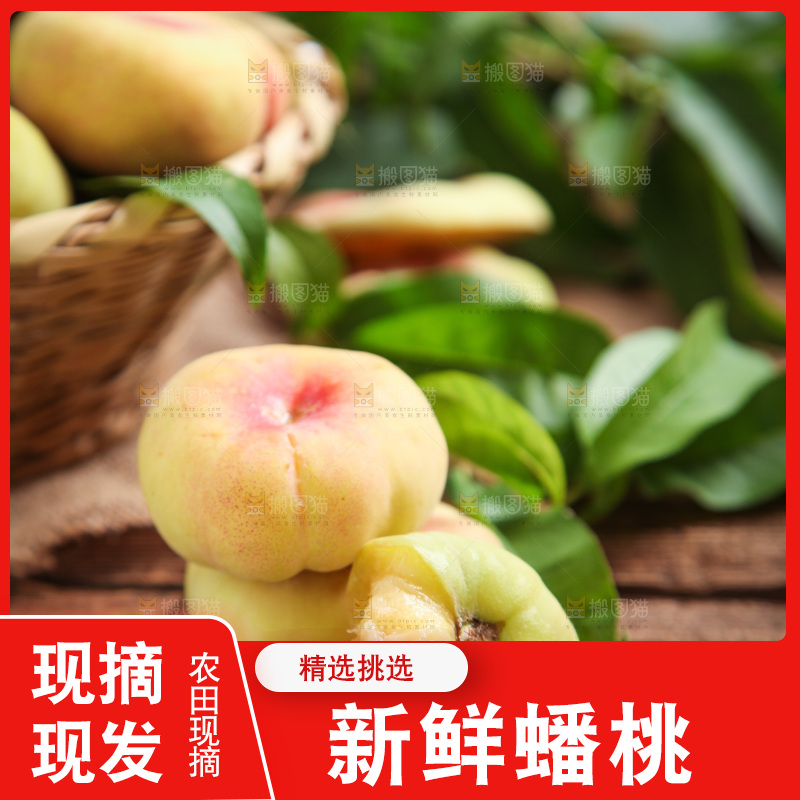 木底上摆放着新鲜蟠桃