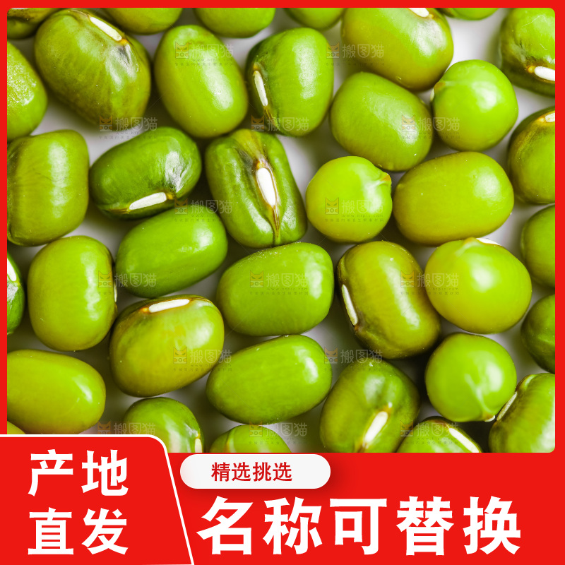 摆放着一堆的东北绿小豆