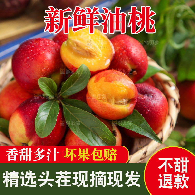 篮子里装着黄肉油桃