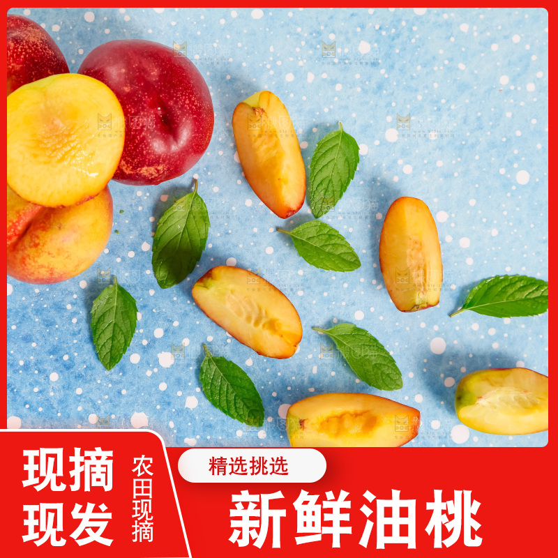 浅底上摆放着黄心油桃