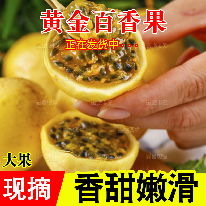 手里拿着黄色百香果