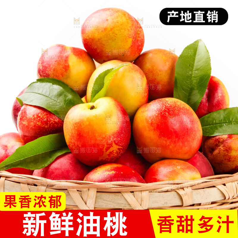 篮子里装着油桃