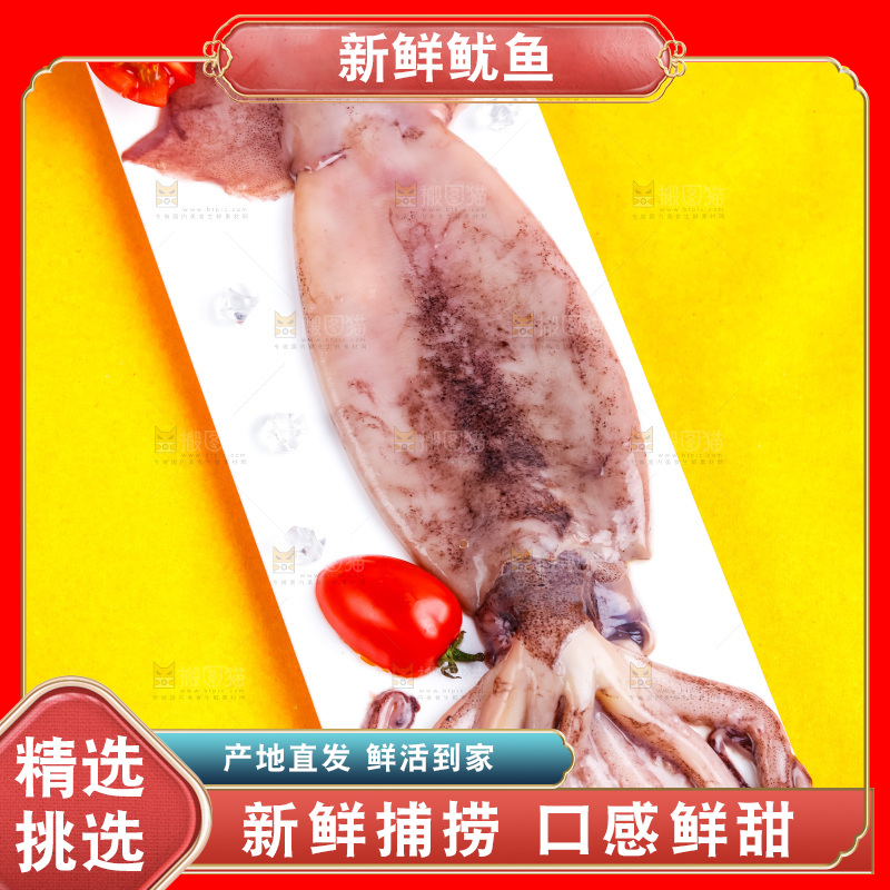 盘子里装着鱿鱼