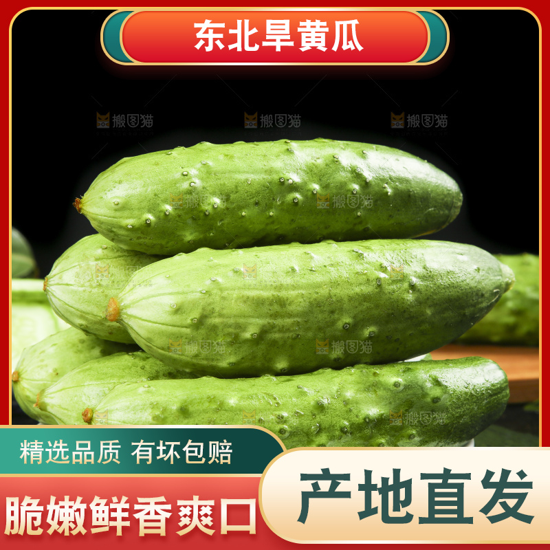 深底上放着一盘新鲜的旱黄瓜