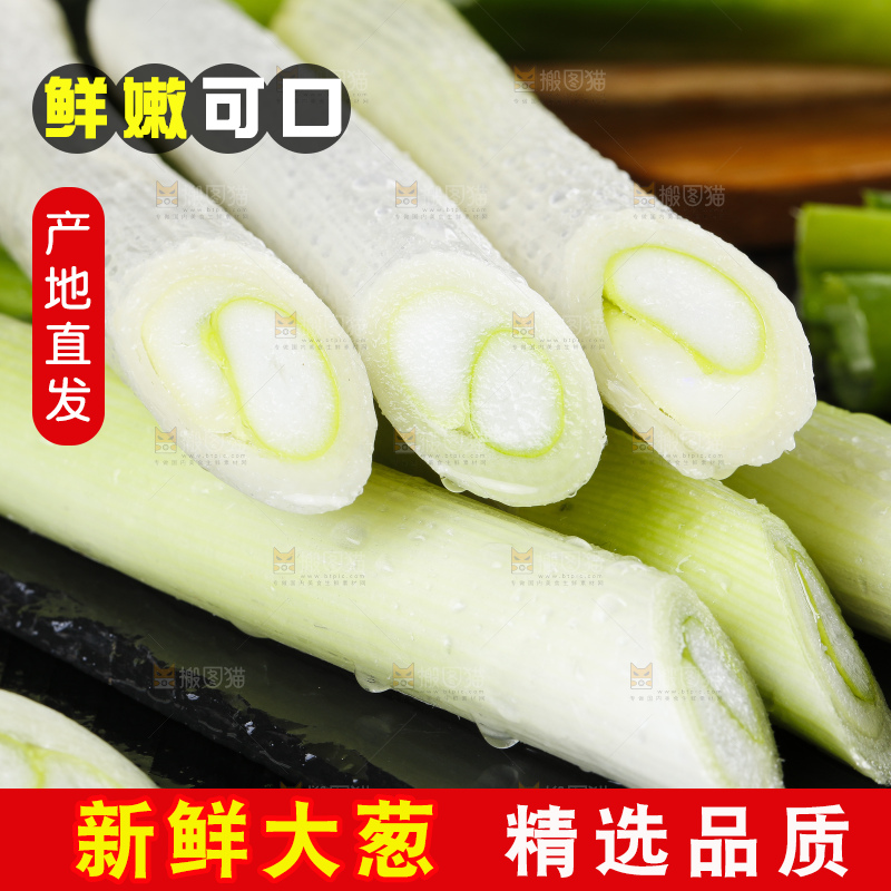 黑底上的新鲜大葱