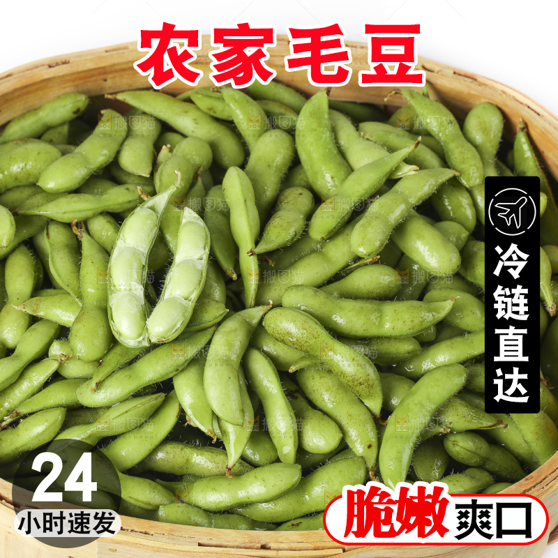 白底上放着一筐新鲜毛豆