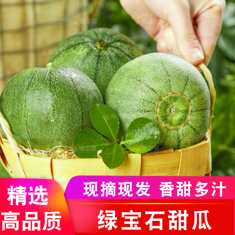 篮子里装着山东绿宝石甜瓜