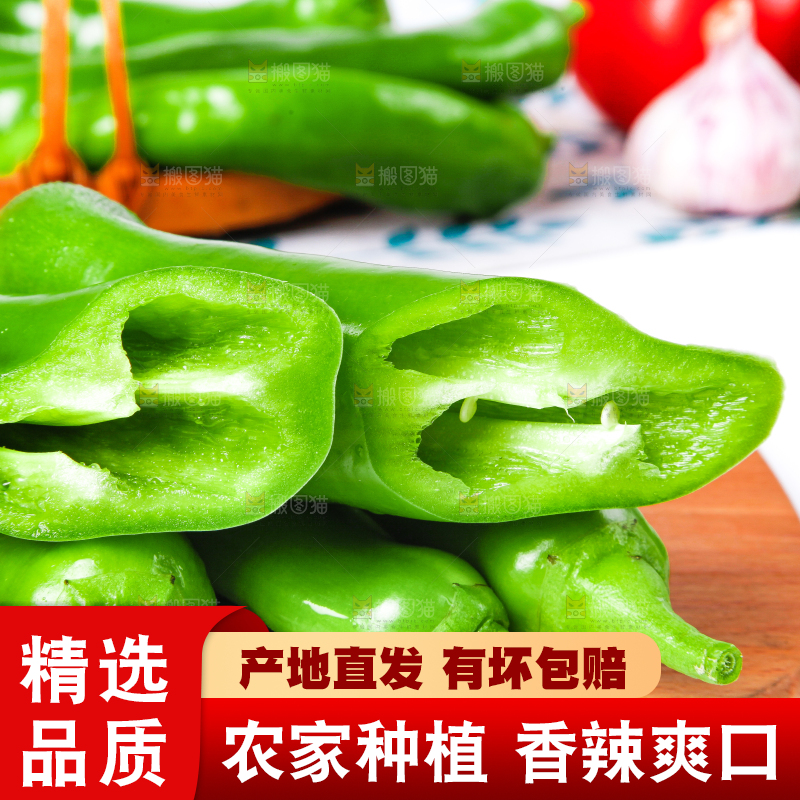 浅底上放着新鲜羊角辣椒