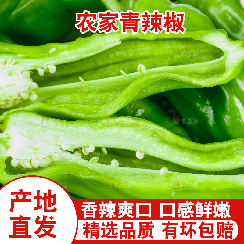 一堆新鲜的青辣椒