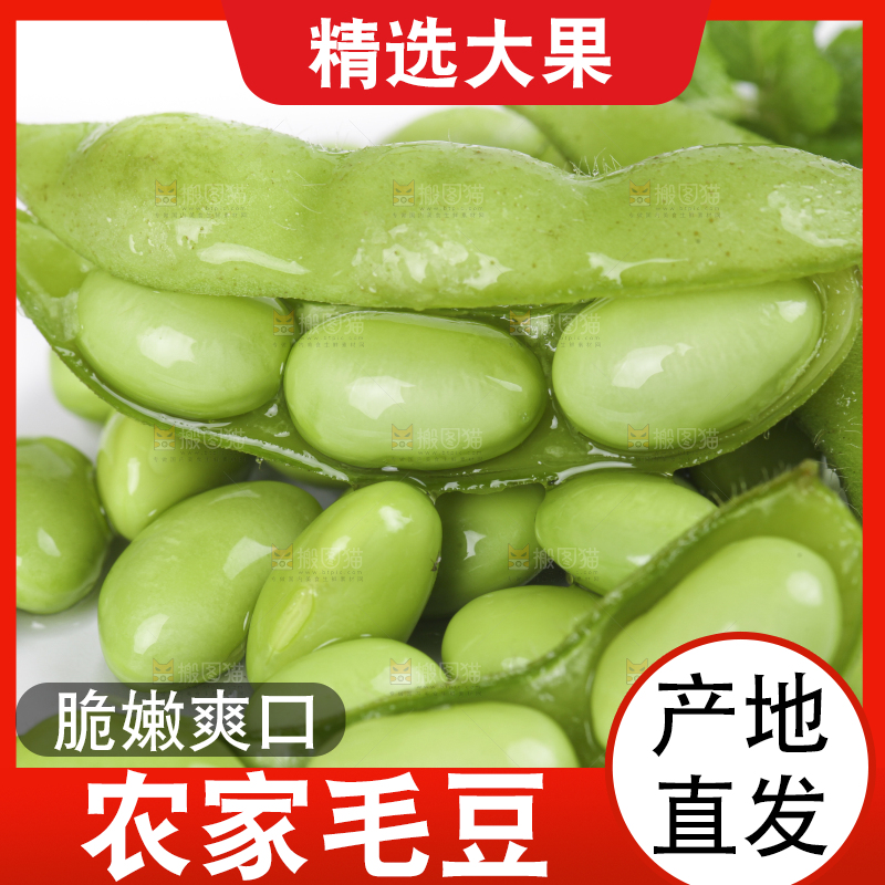 白底上放着四川新鲜毛豆