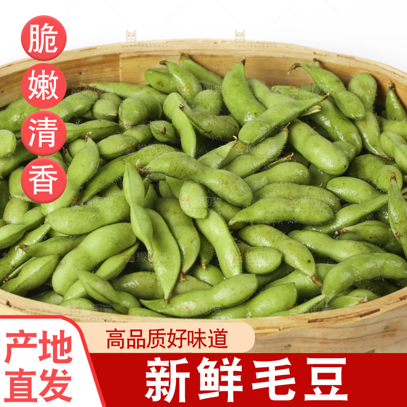 白底上放着一筐新鲜毛豆