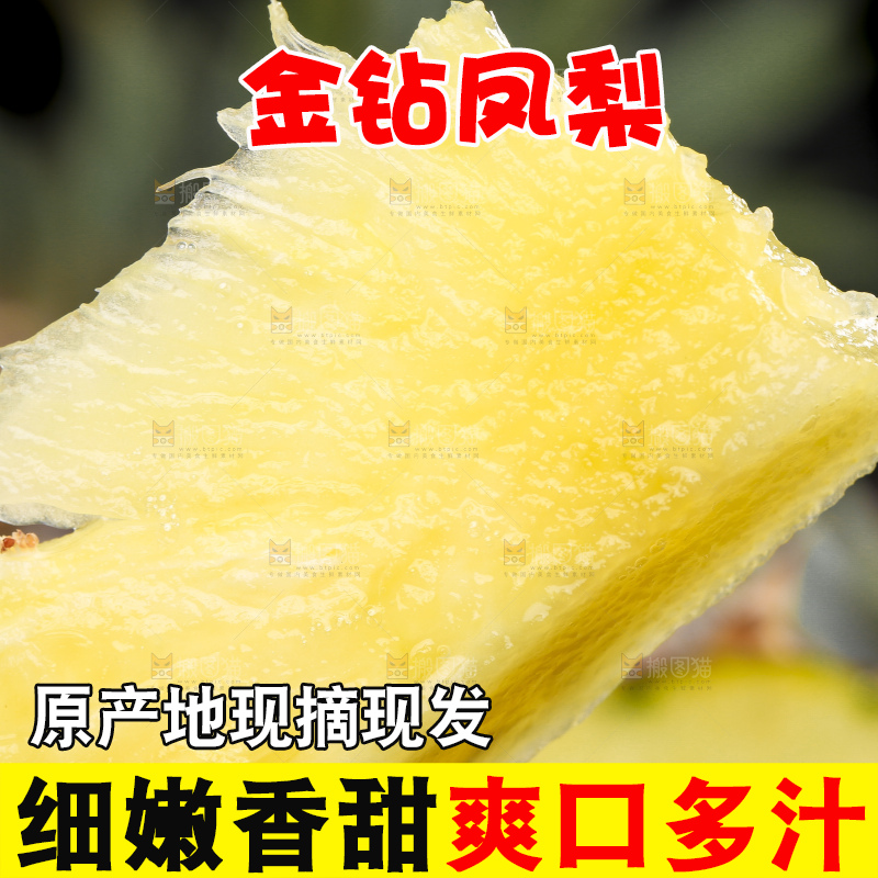 手拿海南金钻凤梨果肉