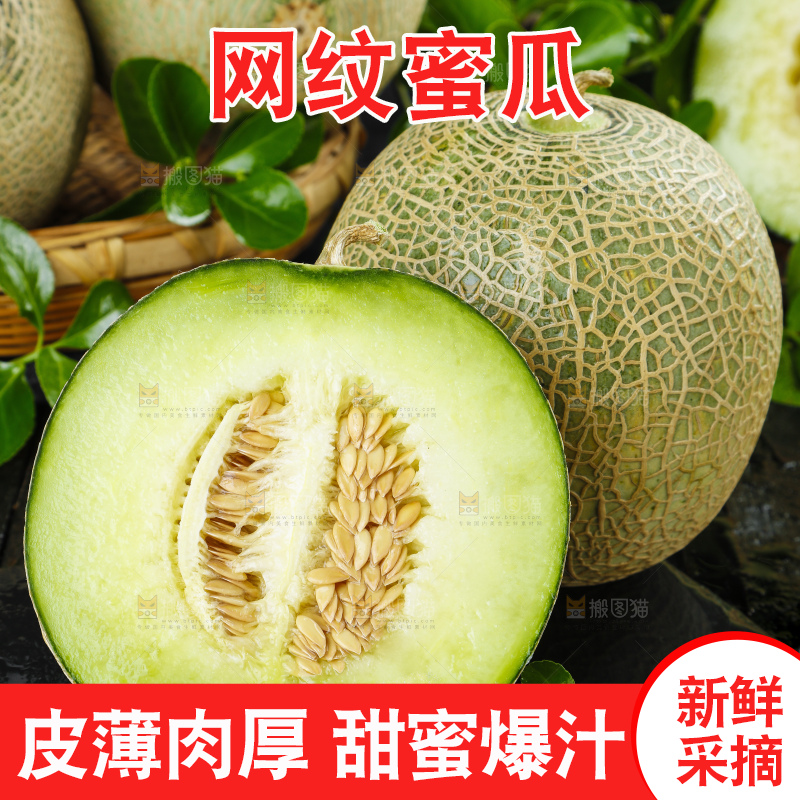 深底上放着切开的新鲜的网纹蜜瓜