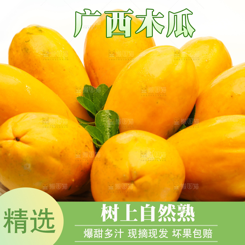 白底上放着一筐雷州木瓜