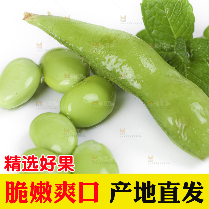 白底上放着四川新鲜毛豆