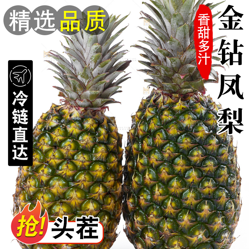 白底上的新鲜凤梨