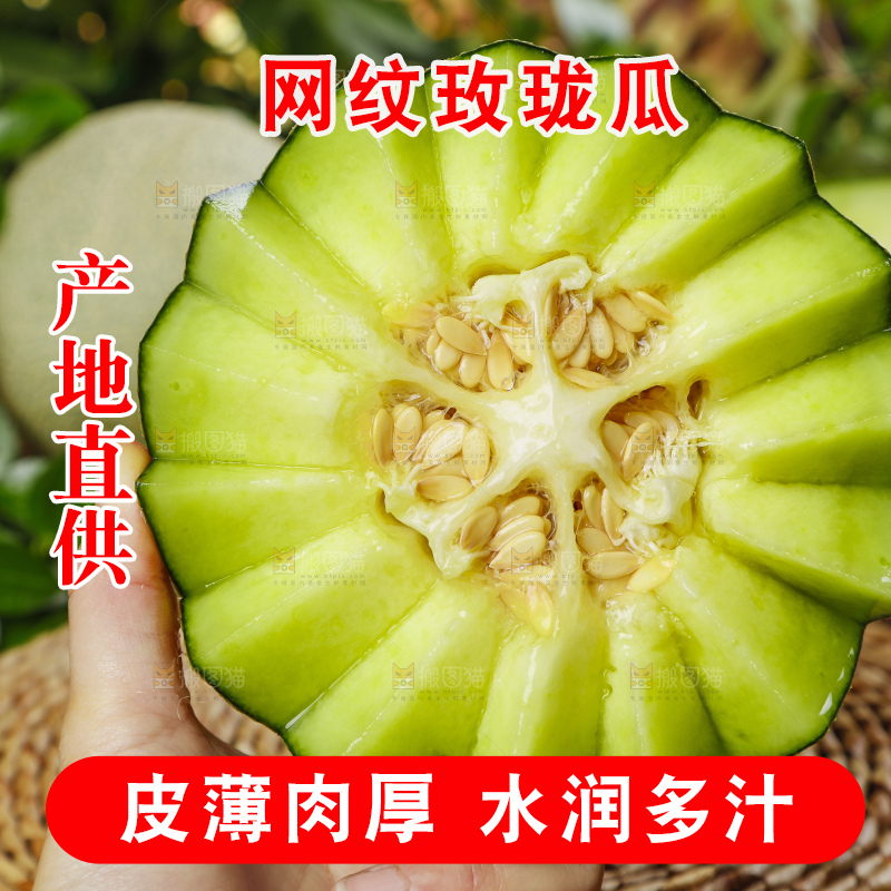 手拿切开的海南网纹蜜瓜