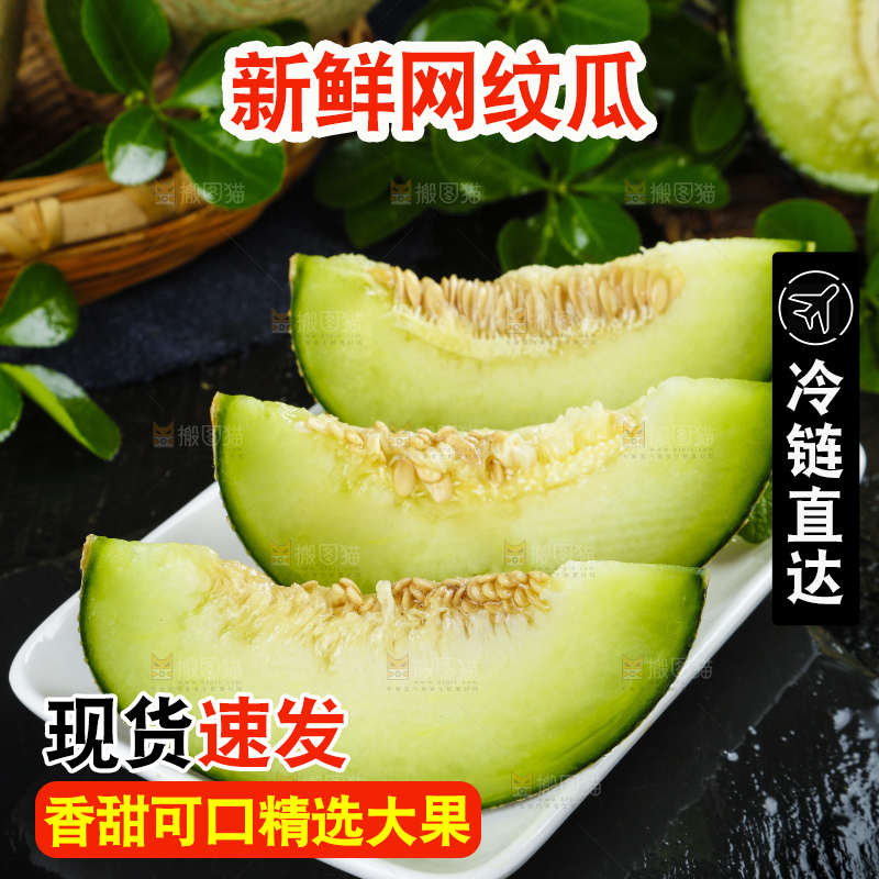 深底上放着切开的山东网纹蜜瓜