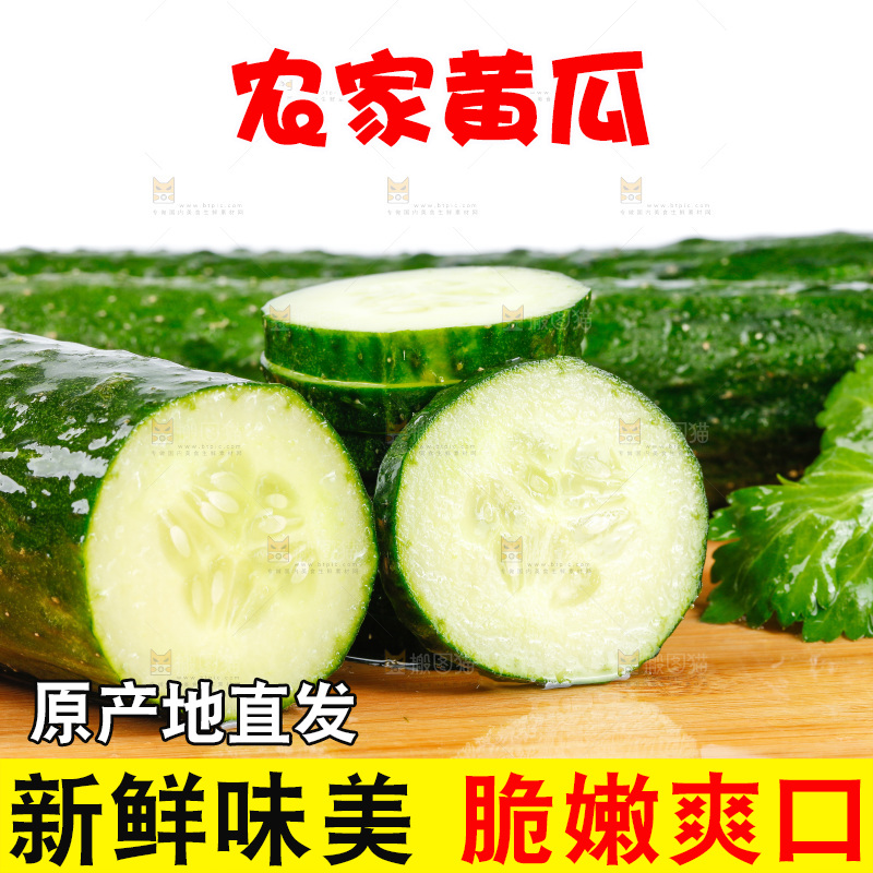 木板上摆放着新鲜黄瓜