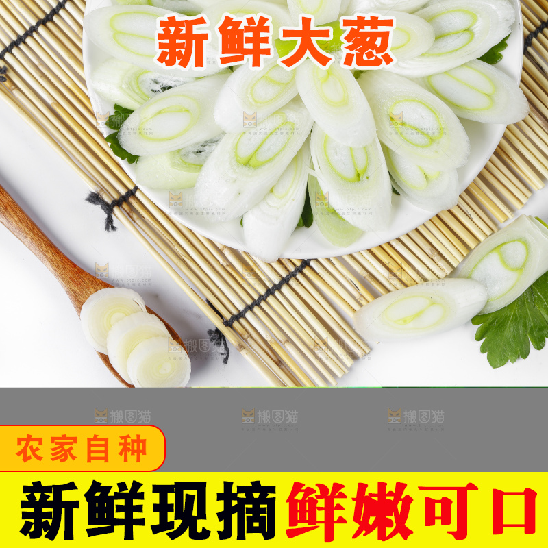 瓷碟里放着新鲜大葱