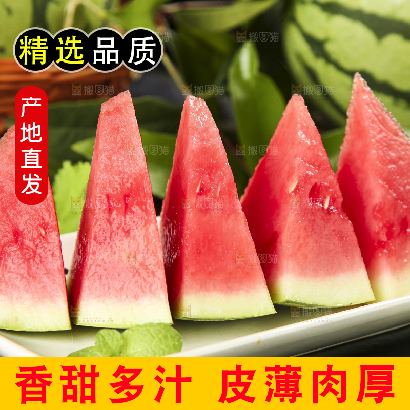 黑石板上放着海南麒麟西瓜
