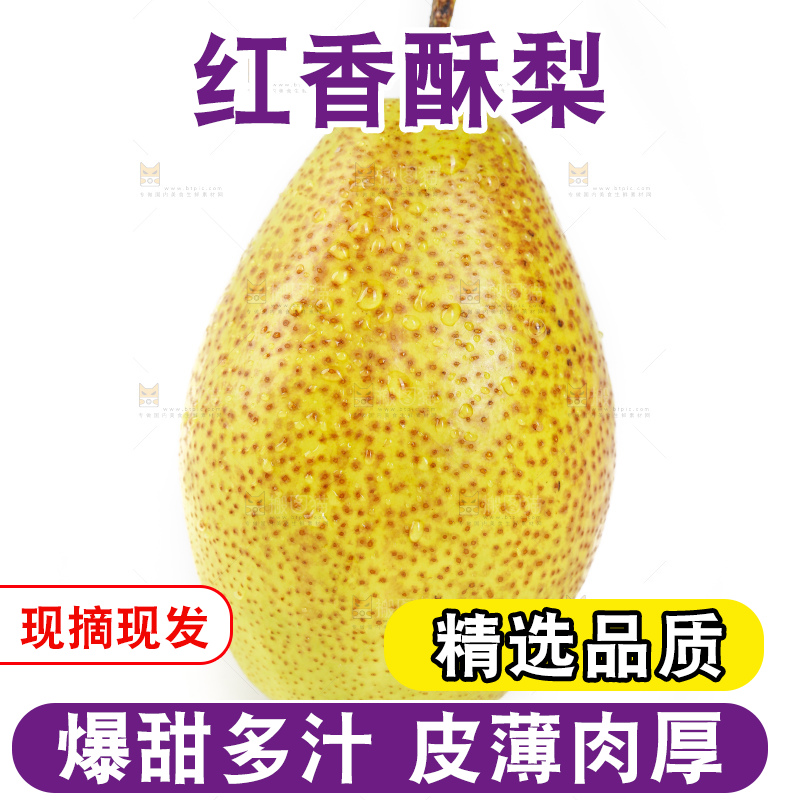 白底上放着红香酥梨