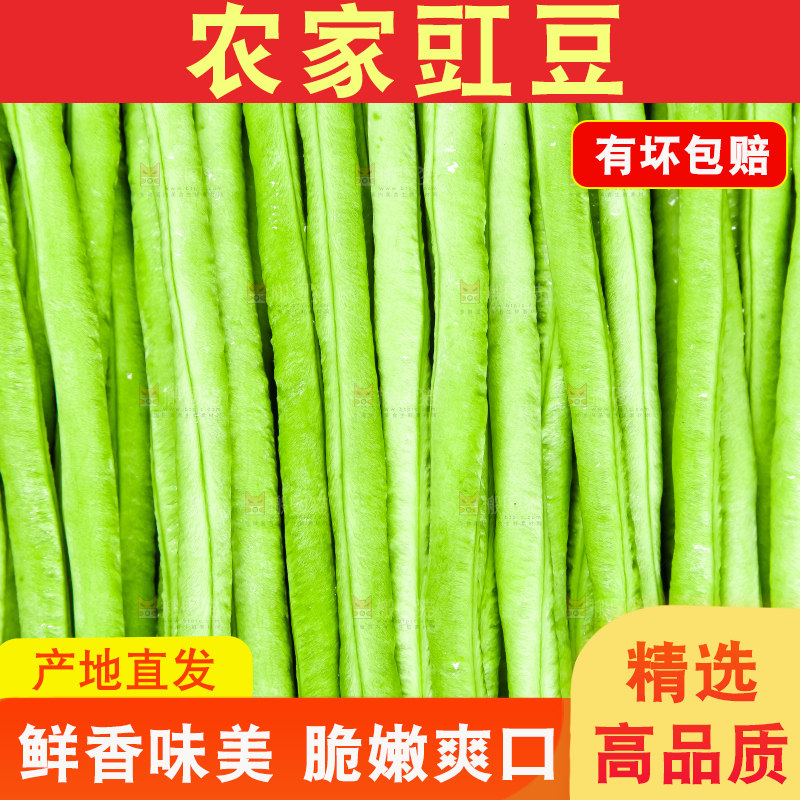 白底上放着新鲜豇豆
