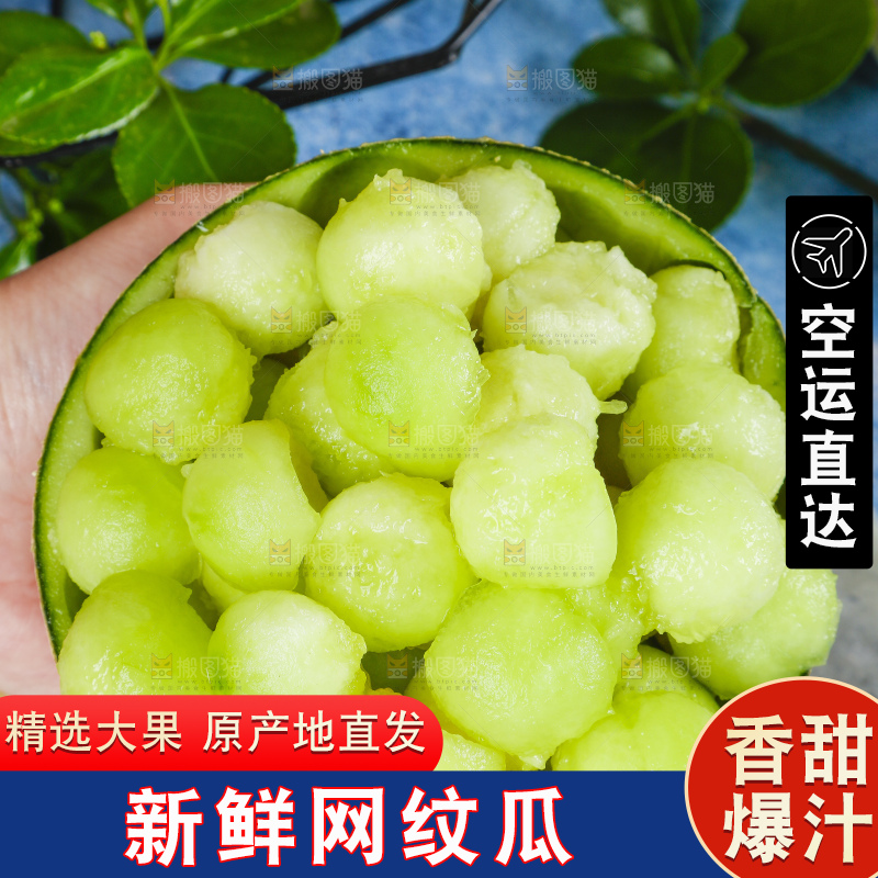 手拿网纹蜜瓜果肉