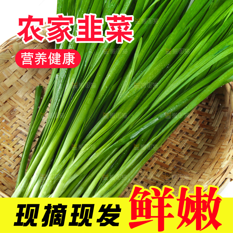 篮子里堆放着韭菜
