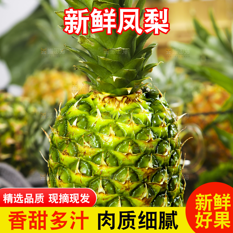 黑石板上放着金钻凤梨