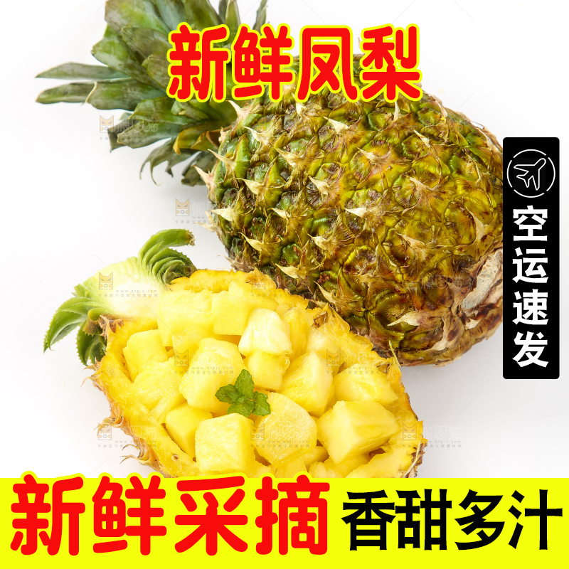 白底上的海南金钻凤梨