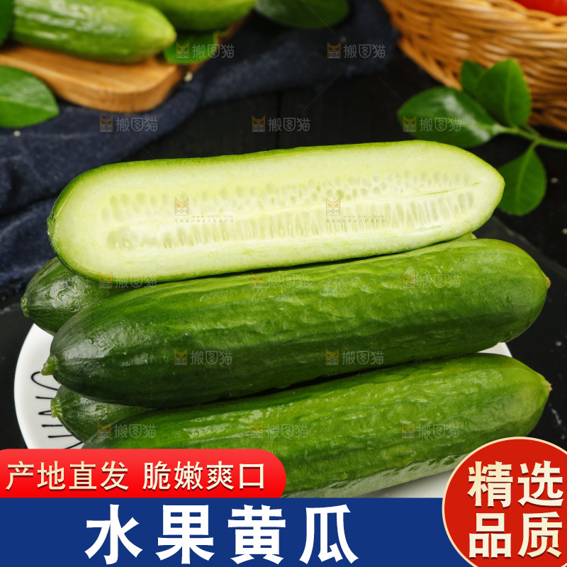 黑底上放着切开的山东水果黄瓜