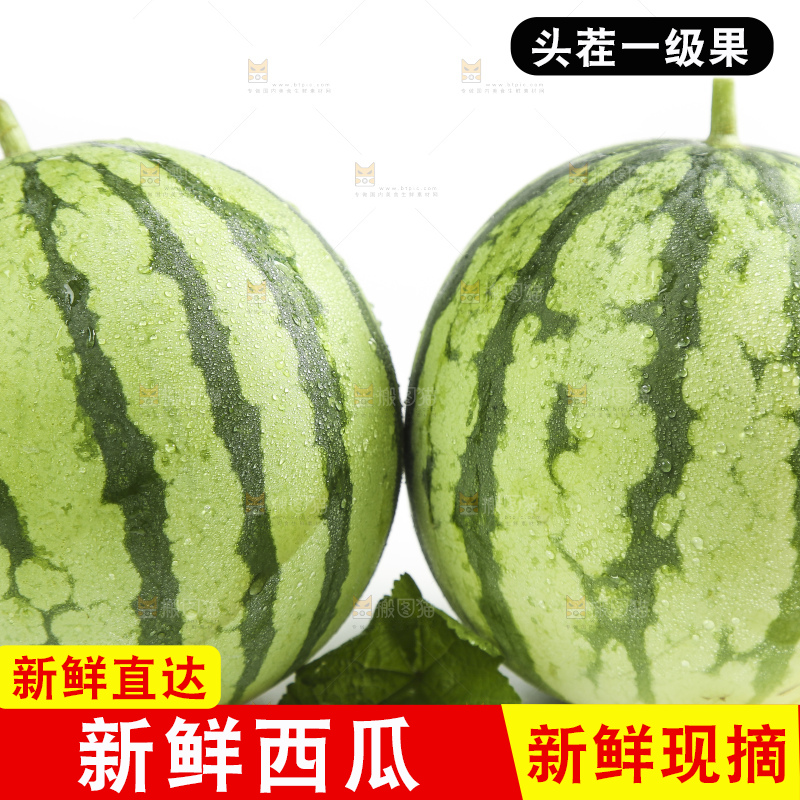 白底上放着新鲜西瓜