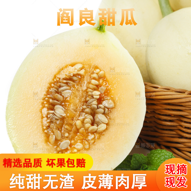 白底上放着一筐陕西阎良甜瓜