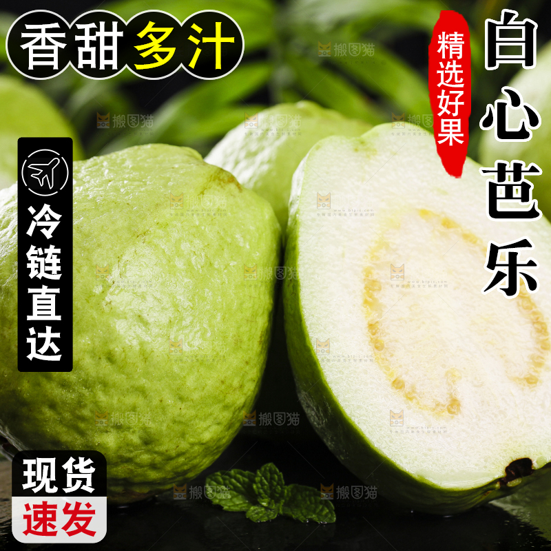一堆新鲜的广西白心芭乐
