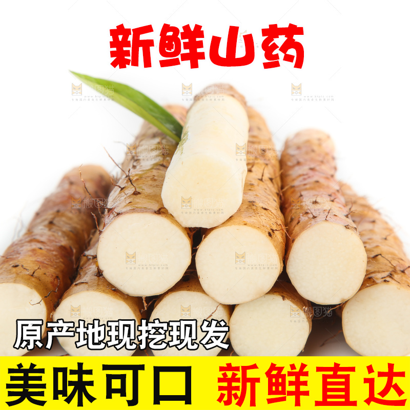 白底上放着小白嘴山药