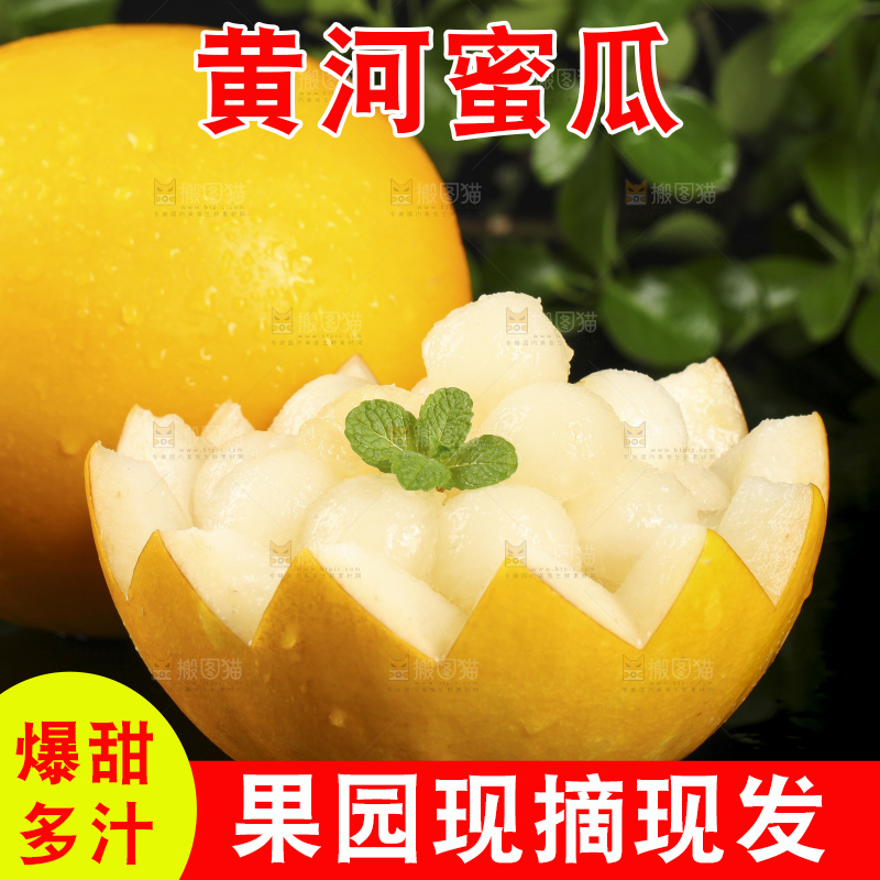 黑底上放着新鲜的黄河蜜瓜