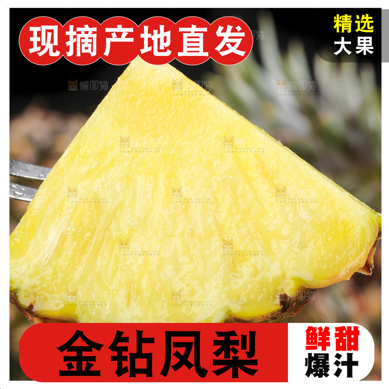 叉子叉着海南金钻凤梨