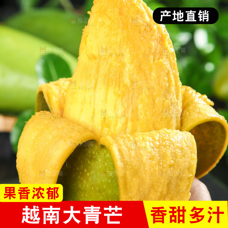 手拿剥皮的青皮芒果
