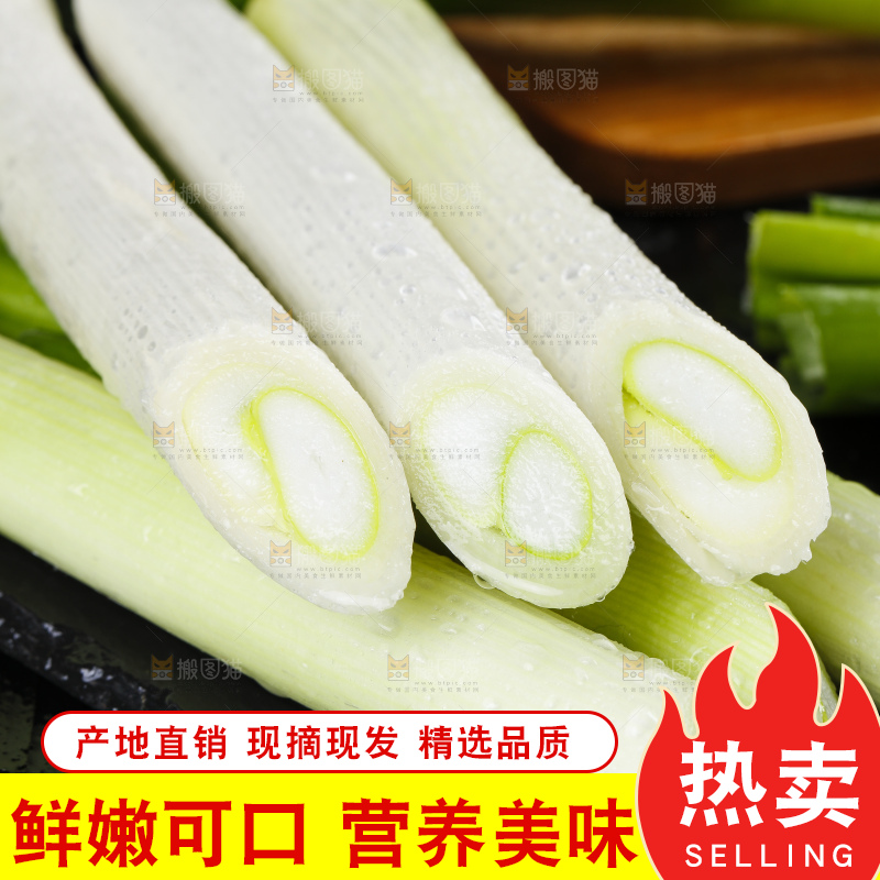 黑底上的新鲜大葱