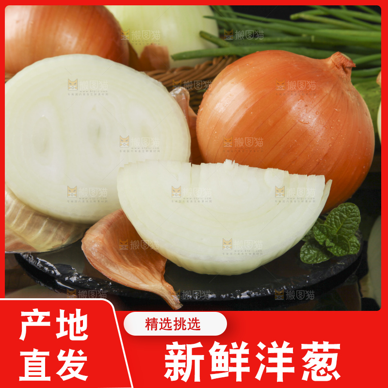 切开的新鲜黄皮洋葱放在黑底上