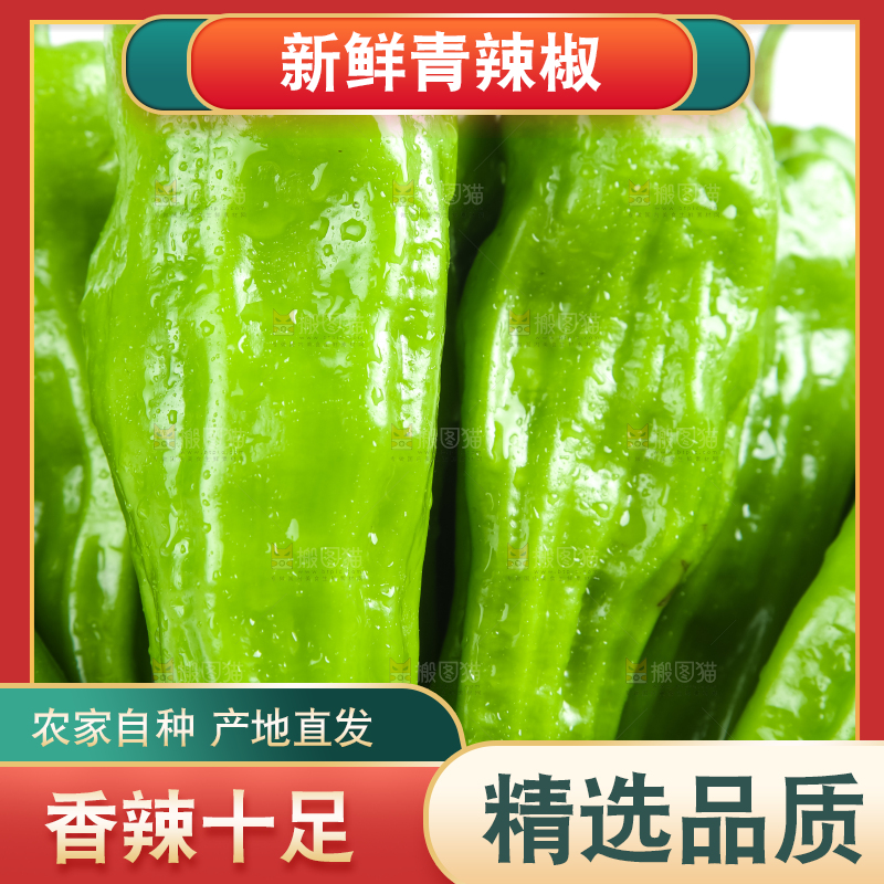 白底上放着一篮青辣椒