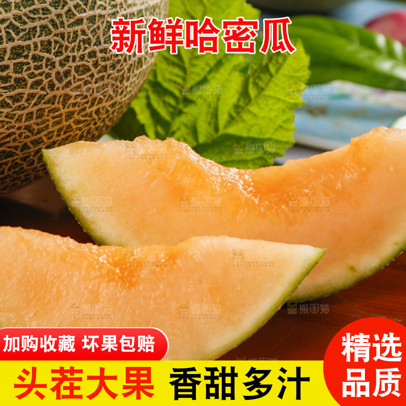 木板上放着切开的西州蜜25号哈密瓜