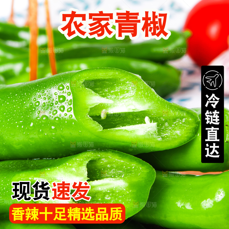 浅底上放着新鲜羊角辣椒