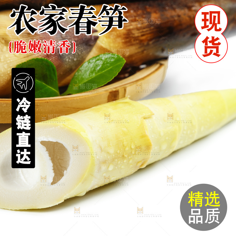 白底上放着一筐天幕山春笋
