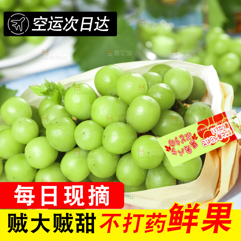 手里拿着阳光玫瑰葡萄